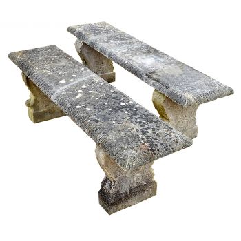 A Pair of Antique Carved Marble Seats 