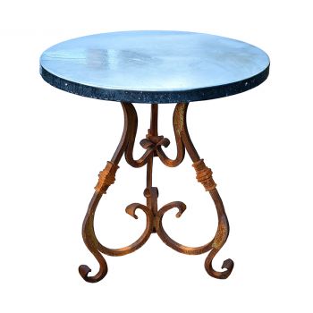 Zinc Bistro Table on Forged Base