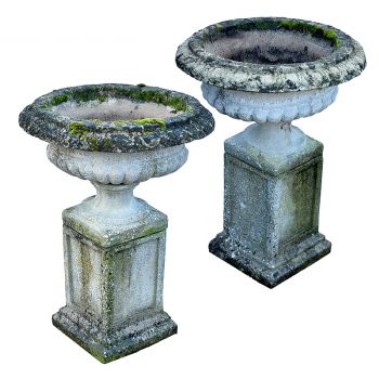 Semi Lobed Urns on Pedestals 