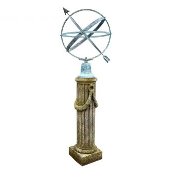 Large Bronze Armillary Sphere on Fluted Column 