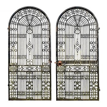 Pair of Antique Wrought Iron Arched Gates