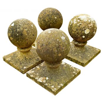 Set of Four Ball Finials on Square Bases