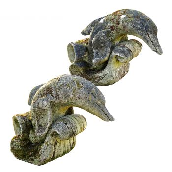Carved Limestone Dolphin Finials