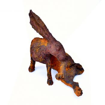 Preening Hare in Bronze Resin