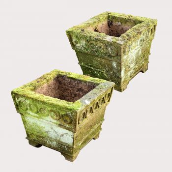 Square Carved Mossy Planters