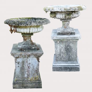 Pair of Semi Lobed Urns 