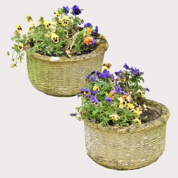 Basket Weave Round Planters