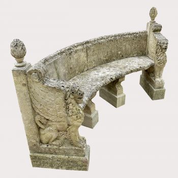 Carved Limestone Garden Seat
