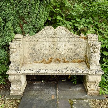 English Carved Stone Seat