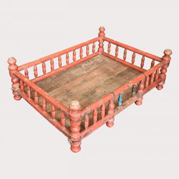 Antique Red Wooden Dog Bed