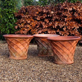 Flared Terracotta Weave Pots